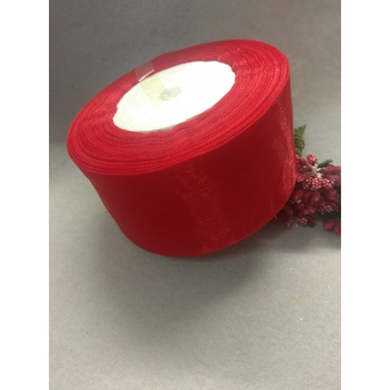 Лента органза 5 см цв. красный, цена за 1 м